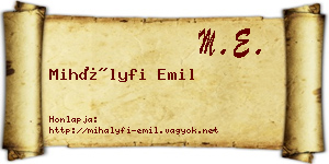 Mihályfi Emil névjegykártya